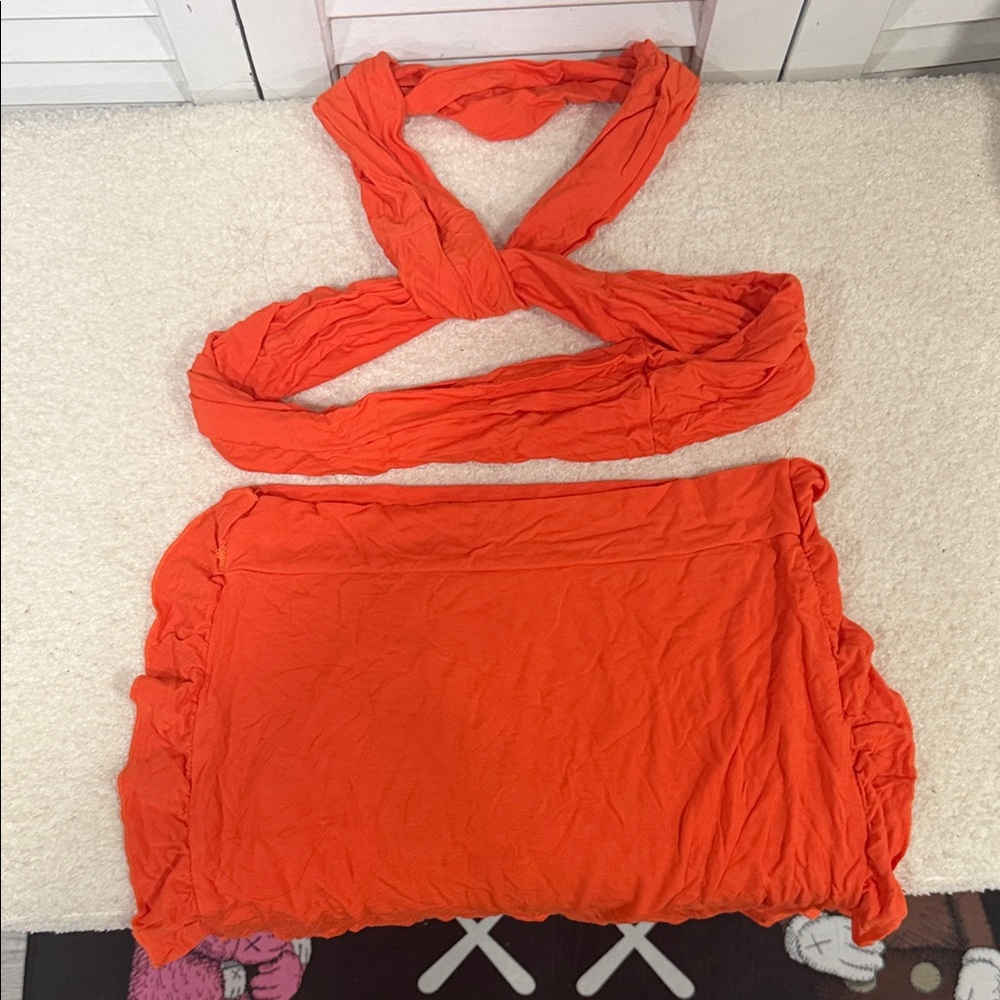 Chic Orange Mini Skirt Set - Picture 4 of 4
